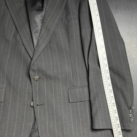 Vintage‎ USA Brookstone Men's 44L 36W Wool Gray Pinstripe Two-Piece Suit - Picture 4 of 12